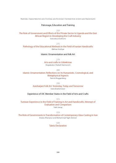 Features, Characteristics and Cultural and Economic Contribution of Arts and Handicrafts