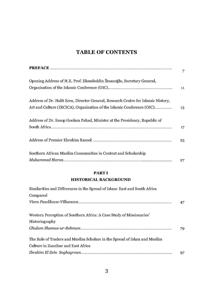 Proceedings of the International Symposium on Islamic Civilisation in Southern Africa