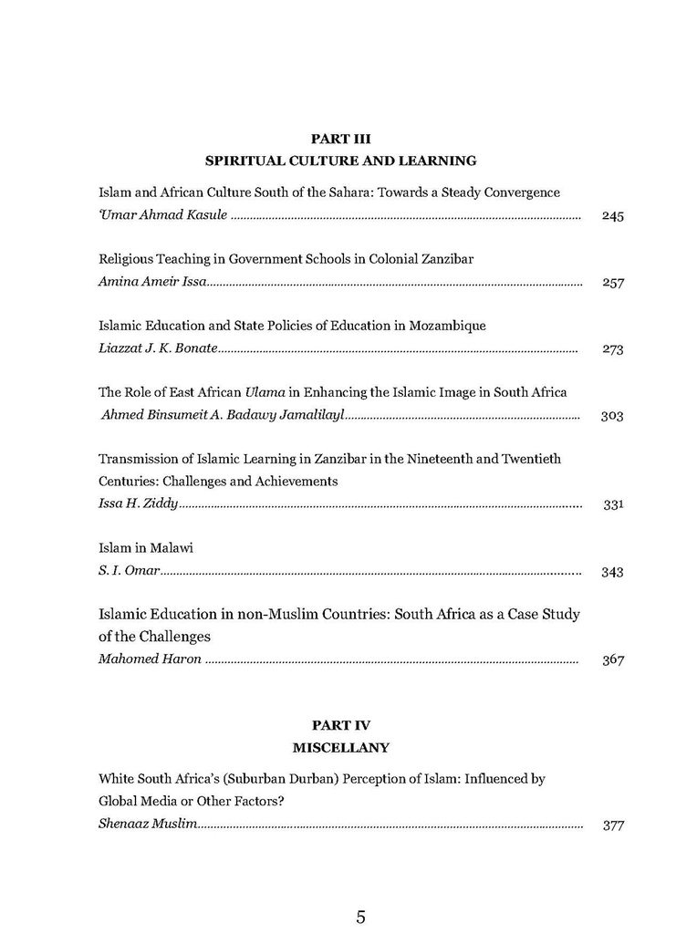 Proceedings of the International Symposium on Islamic Civilisation in Southern Africa